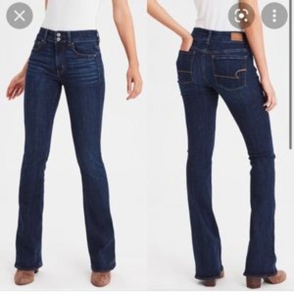 AMERICAN EAGLE Blue Artist Super Stretch Flare Retro Western Jeans